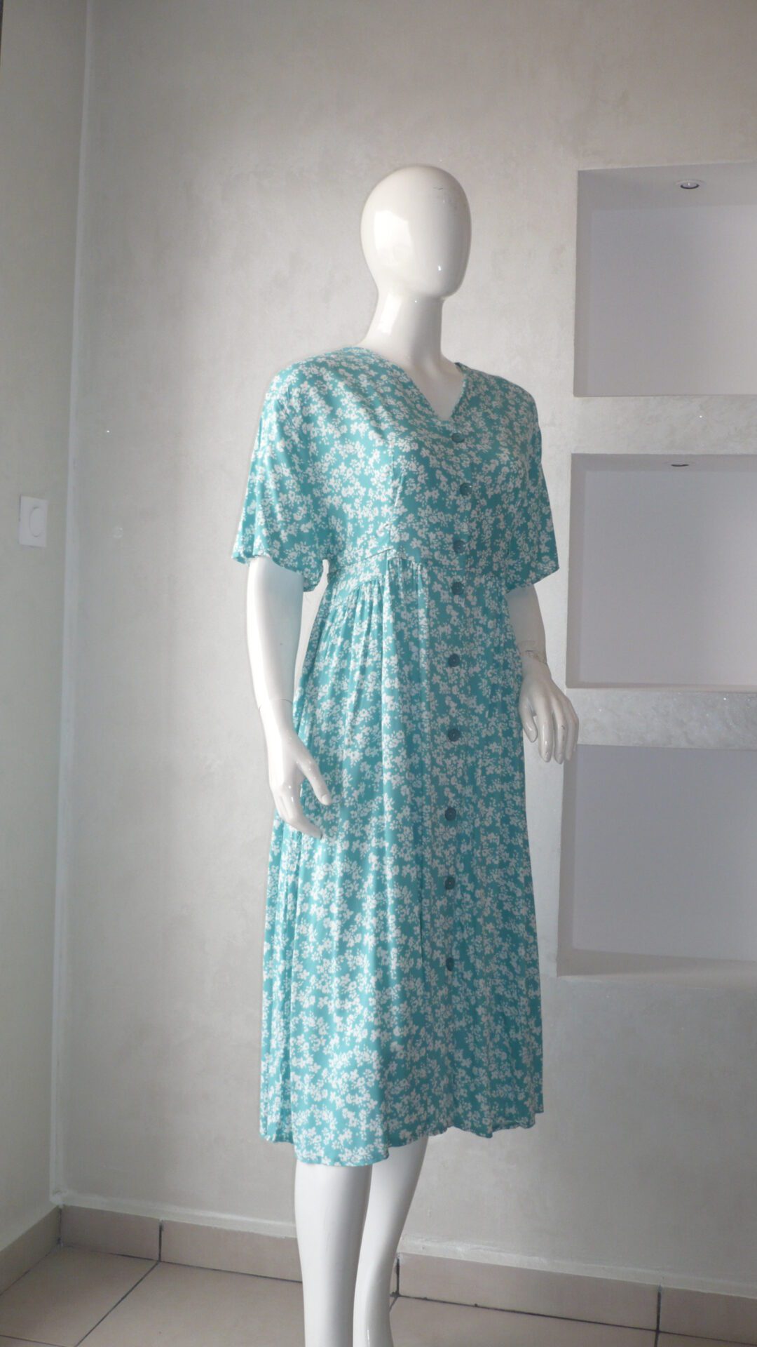 robe fleurs turquoise