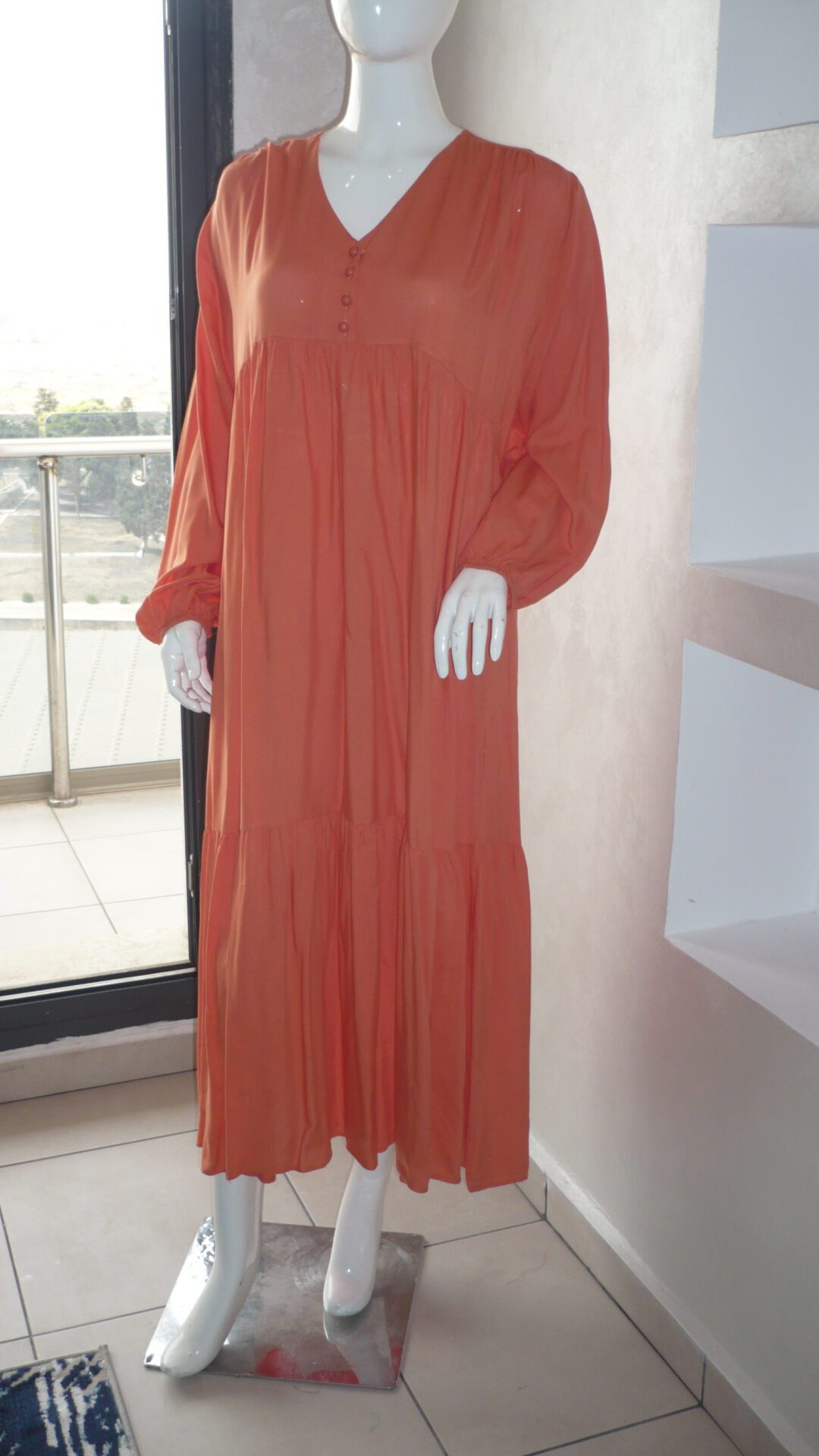 robe été uni orangée
